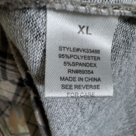 Adrienne Vittadini Tan Black Plaid Keyhole Buttons Blouse Top Size XL - Picture 6 of 8